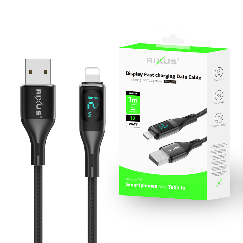 Rixus Display Fast Charging Kabel USB-A naar Lightning 15W