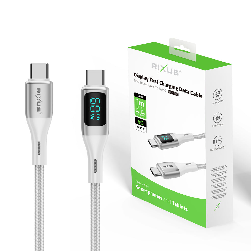 Rixus Display Fast Charging Kabel USB-C naar USB-C 60W
